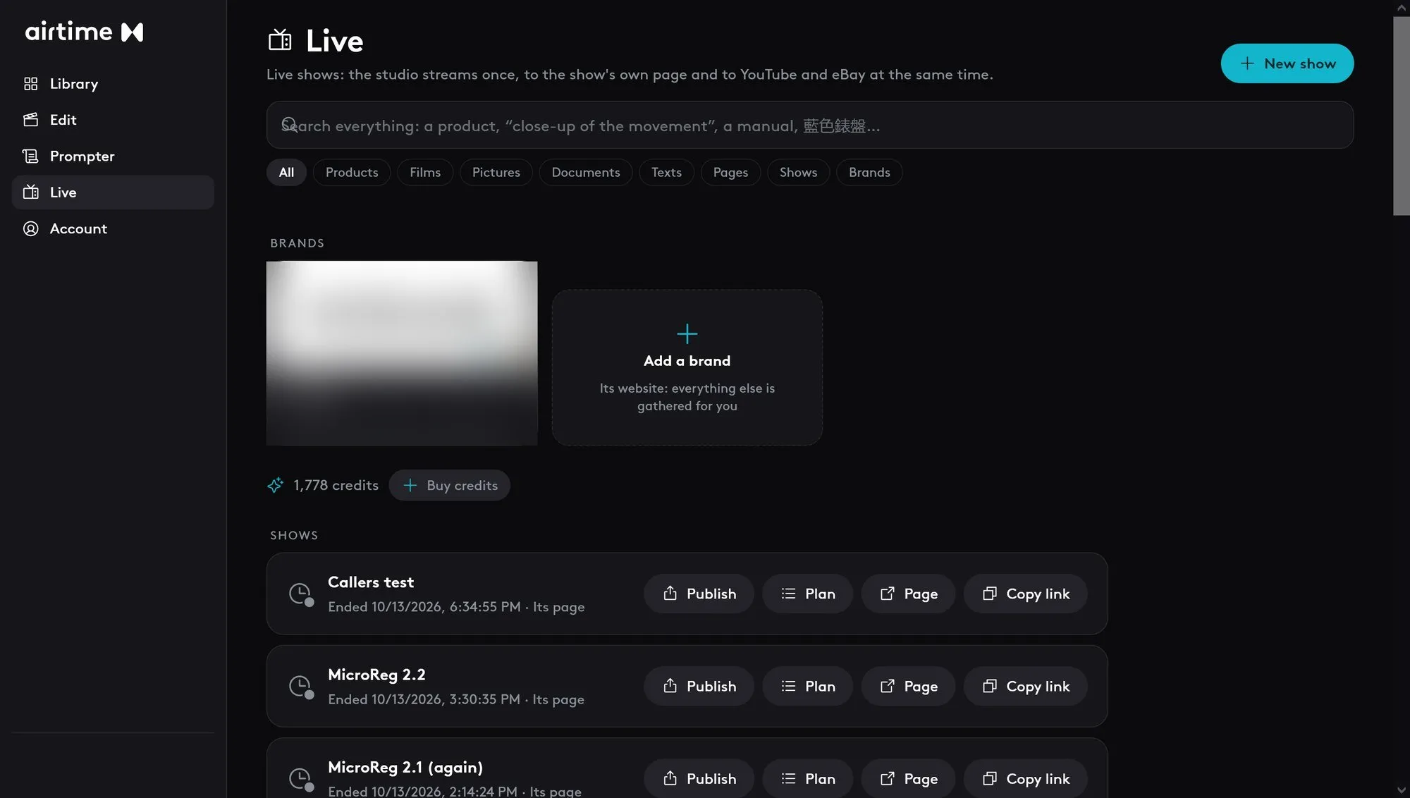 The live area of app.airtime.swiss