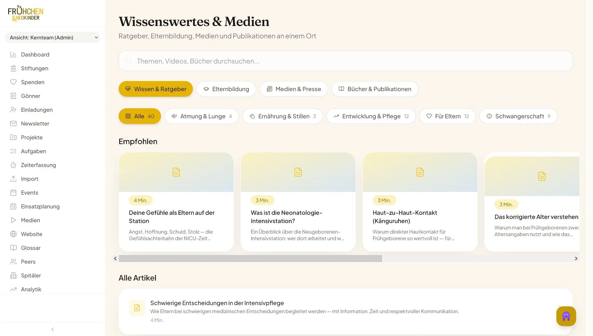 Knowledge hub with guides
